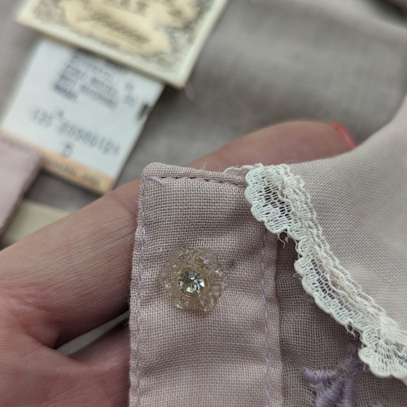 Gunne Sax Vintage Pastel Sheer Lace Button-Up Midi Girlhood Blouson Dress Size 5 - Picture 10 of 16